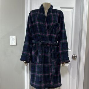 Ralph Lauren Blue and Pink Cozy Shawl Collar Jacket